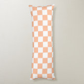 Geruite vierkanten perzik oranje witte geometrisch lichaamskussen (Achterkant (Verticaal))