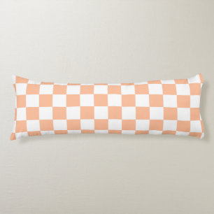 Geruite vierkanten perzik oranje witte geometrisch lichaamskussen