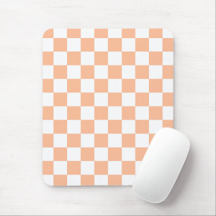 Geruite vierkanten perzik oranje witte geometrisch muismat