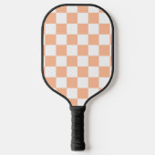 Geruite vierkanten perzik oranje witte geometrisch pickleball paddle (Voorkant)
