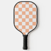 Geruite vierkanten perzik oranje witte geometrisch pickleball paddle (Achterkant)