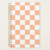 Geruite vierkanten perzik oranje witte geometrisch planner (Voorkant)