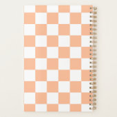 Geruite vierkanten perzik oranje witte geometrisch planner (Achterkant)
