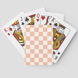 Geruite vierkanten perzik oranje witte geometrisch pokerkaarten