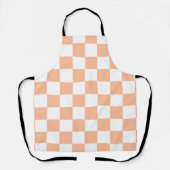 Geruite vierkanten perzik oranje witte geometrisch schort (Voorkant)