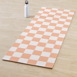 Geruite vierkanten perzik oranje witte geometrisch yogamat