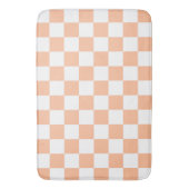 Geruite vierkanten perzik sinaasappel wit geometri badmat (Voorkant Verticaal)