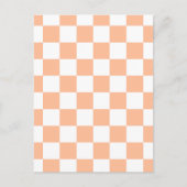 Geruite vierkanten perzik sinaasappel wit geometri briefkaart (Voorkant)