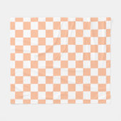 Geruite vierkanten perzik sinaasappel wit geometri fleece deken (Voorkant (Horizontaal))