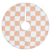 Geruite vierkanten perzik sinaasappel wit geometri kerstboom rok (Voorkant)