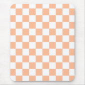 Geruite vierkanten perzik sinaasappel wit geometri muismat (Voorkant)