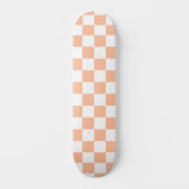 Geruite vierkanten perzik sinaasappel wit geometri persoonlijk skateboard (Voorkant)