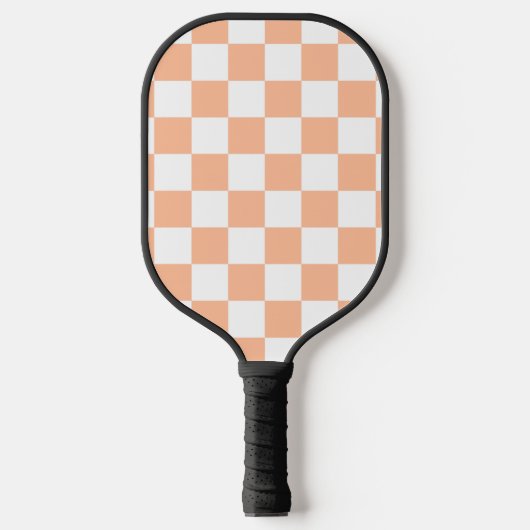Geruite vierkanten perzik sinaasappel wit geometri pickleball paddle (Voorkant)