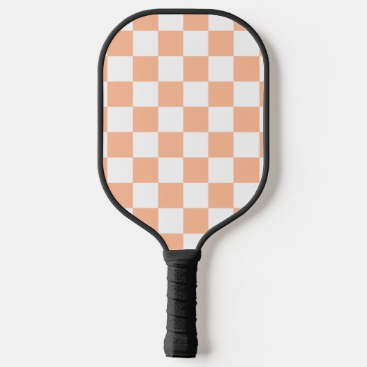 Geruite vierkanten perzik sinaasappel wit geometri pickleball paddle (Achterkant)