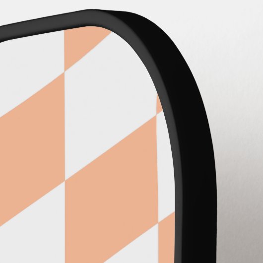 Geruite vierkanten perzik sinaasappel wit geometri pickleball paddle (Links Detail)