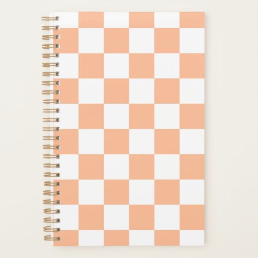 Geruite vierkanten perzik sinaasappel wit geometri planner (Voorkant)