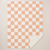 Geruite vierkanten perzik sinaasappel wit geometri sherpa deken (Voorkant)