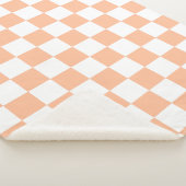 Geruite vierkanten perzik sinaasappel wit geometri sherpa deken (3/4)