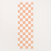 Geruite vierkanten perzik sinaasappel wit geometri yogamat (Achterkant)