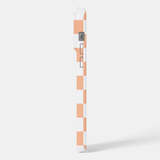 Geruite vierkanten perzik wit retro Monogram iPhone Hoesje (Linkerkant)