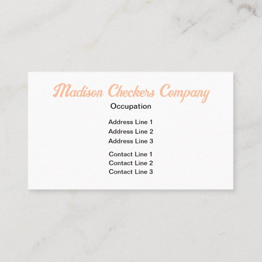 Geruite vierkanten perzik wit retro Monogram Visitekaartje (Achterkant)