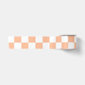 Geruite vierkanten perzik witte geometrische retro satijnen lint (Voorkant)