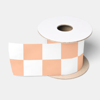 Geruite vierkanten perzik witte geometrische retro satijnen lint