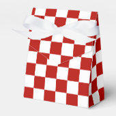 Geruite vierkanten rood wit geometrisch retro bedankdoosjes (Voorkant Zijde)