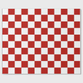 Geruite vierkanten rood wit geometrisch retro cadeaupapier (Vlak)