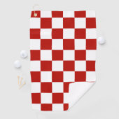 Geruite vierkanten rood wit geometrisch retro golfhanddoek (Insitu)