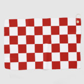 Geruite vierkanten rood wit geometrisch retro golfhanddoek (Horizontaal)