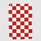 Geruite vierkanten rood wit geometrisch retro golfhanddoek (Voorkant)