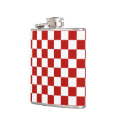 Geruite vierkanten rood wit geometrisch retro heupfles (Links)