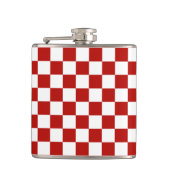 Geruite vierkanten rood wit geometrisch retro heupfles (Voorkant)