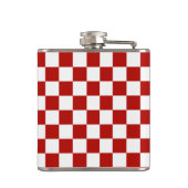 Geruite vierkanten rood wit geometrisch retro heupfles (Achterkant)