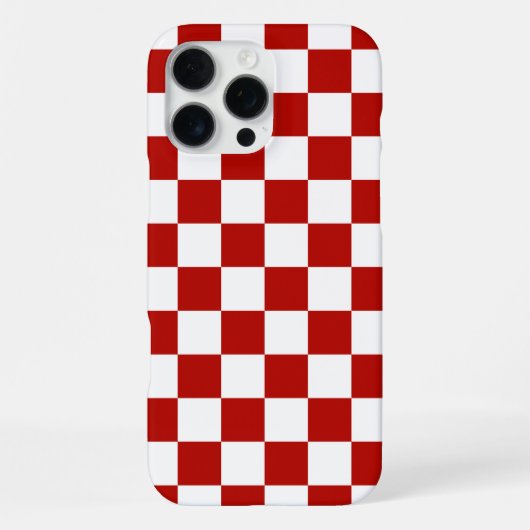 Geruite vierkanten rood wit geometrisch retro iPhone hoesje (Achterkant)