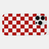 Geruite vierkanten rood wit geometrisch retro iPhone hoesje (Achterkant horizontaal)