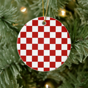 Geruite vierkanten rood wit geometrisch retro keramisch ornament