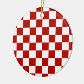 Geruite vierkanten rood wit geometrisch retro keramisch ornament (Links)
