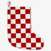 Geruite vierkanten rood wit geometrisch retro kleine kerstsok (Voorkant)