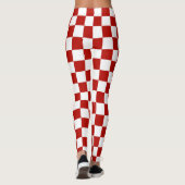 Geruite vierkanten rood wit geometrisch retro leggings (Achterkant)