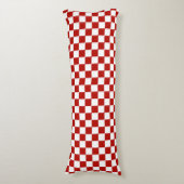 Geruite vierkanten rood wit geometrisch retro lichaamskussen (Voorkant Verticaal)