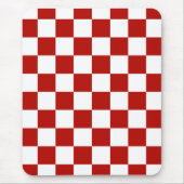 Geruite vierkanten rood wit geometrisch retro muismat (Voorkant)