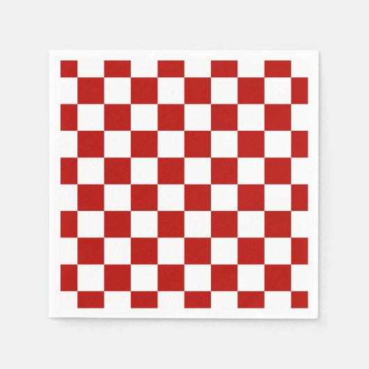 Geruite vierkanten rood wit geometrisch retro papi servet (Voorkant)