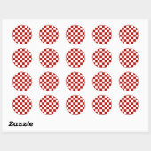 Geruite vierkanten rood wit geometrisch retro ronde sticker (Vel)