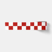 Geruite vierkanten rood wit geometrisch retro satijnen lint (Voorkant)
