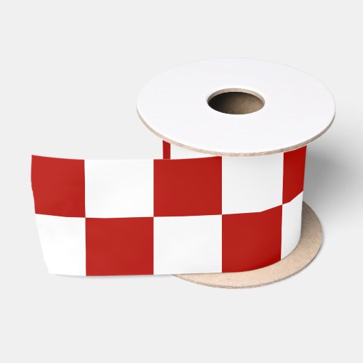 Geruite vierkanten rood wit geometrisch retro satijnen lint (Spoel)