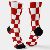Geruite vierkanten rood wit geometrisch retro sokken (Gebogen)
