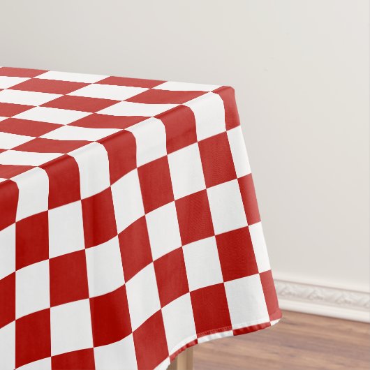 Geruite vierkanten rood wit geometrisch retro tafelkleed (Voorbeeld)
