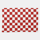 Geruite vierkanten rood wit geometrisch retro theedoek (Horizontaal)